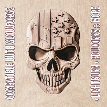 AMERICAN SKULL 3d illusion & laser - ready file 3DWave.us